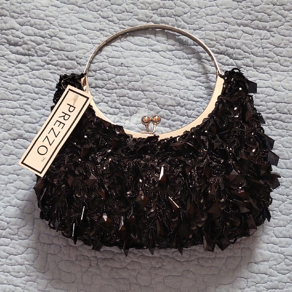 Black Sparkly Clutch with Textured Design